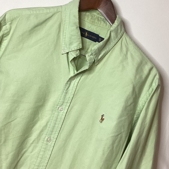 Ralph Lauren Men's Green Button‎ Down Shirt Long Sleeve Polo Pony Logo Size XL - Picture 2 of 12